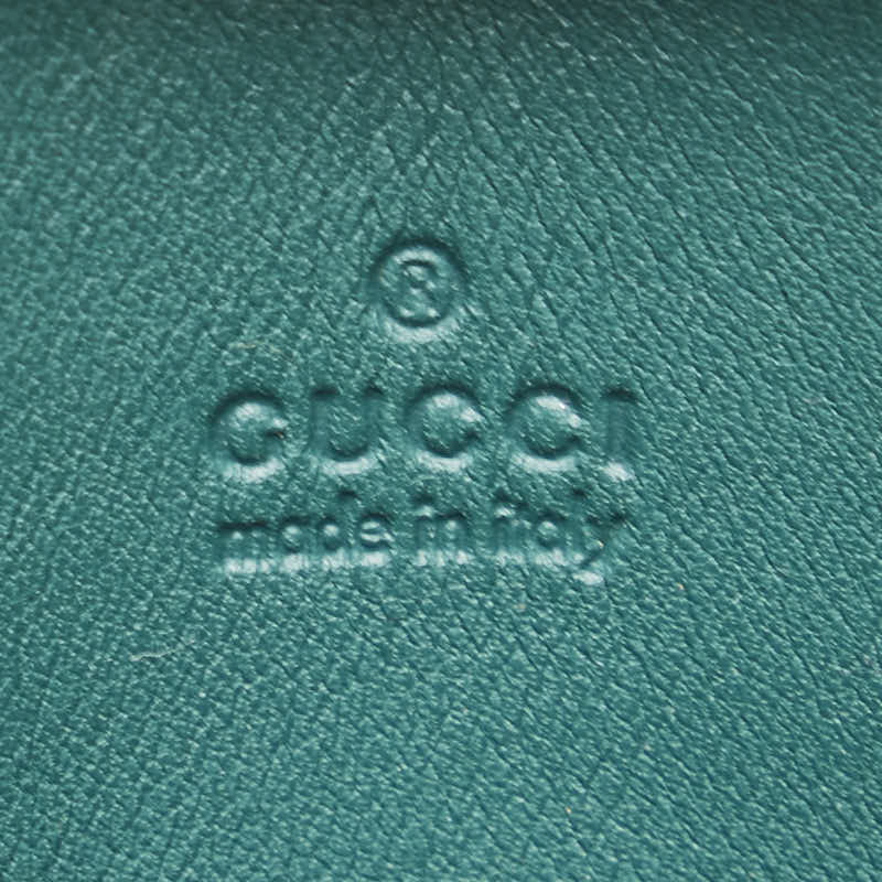 グッチ マイクロ グッチシマ ラウンドファスナー コインケース 小銭入れ 255452 グリーン レザー レディース GUCCI 【中古】