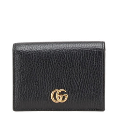 グッチ GGマーモント 二つ折り財布 456126 ブラック レザー レディース GUCCI 【中古】