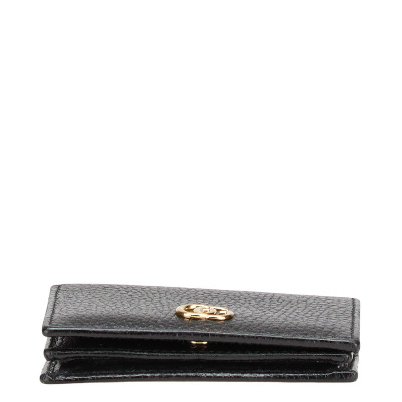 グッチ GGマーモント 二つ折り財布 456126 ブラック レザー レディース GUCCI 【中古】