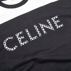 セリーヌ ロゴ スタッズ Tシャツ サイズ：XS ブラック ホワイト コットン メンズ CELINE 【中古】
