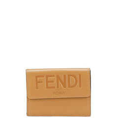 フェンディ フェンディ ローマ 三つ折り財布 コンパクトウォレット 8M0395 ブラウン レザー レディース FENDI 【中古】