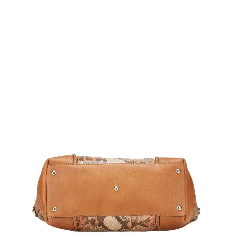 グッチ マラケシュ パイソン トートバッグ 257023 ベージュ ブラウン レザー レディース GUCCI 【中古】