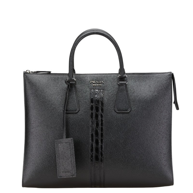プラダ ハンドバッグ ビジネスバッグ ブラック レザー メンズ PRADA 【中古】