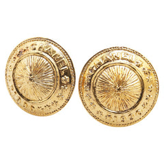 シャネル ヴィンテージ 1990 ロゴ ラウンド イヤリング ゴールド メッキ レディース CHANEL 【中古】