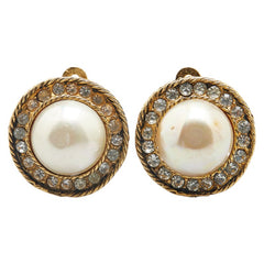 シャネル ヴィンテージ 1982 ラインストーン イヤリング ゴールド メッキ フェイクパール レディース CHANEL 【中古】