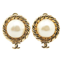 シャネル ヴィンテージ 1983 ココマーク イヤリング ゴールド メッキ フェイクパール レディース CHANEL 【中古】