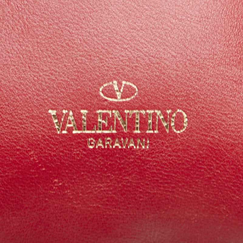 ヴァレンティノ ロックスタッズ ミニリュック バックパック レッド ゴールド レザー レディース VALENTINO 【中古】