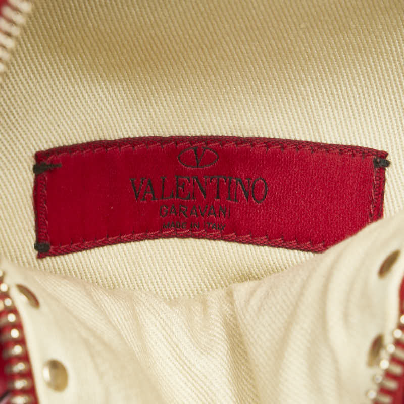 ヴァレンティノ ロックスタッズ ミニリュック バックパック レッド ゴールド レザー レディース VALENTINO 【中古】
