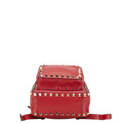 ヴァレンティノ ロックスタッズ ミニリュック バックパック レッド ゴールド レザー レディース VALENTINO 【中古】