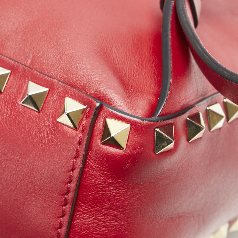ヴァレンティノ ロックスタッズ ミニリュック バックパック レッド ゴールド レザー レディース VALENTINO 【中古】