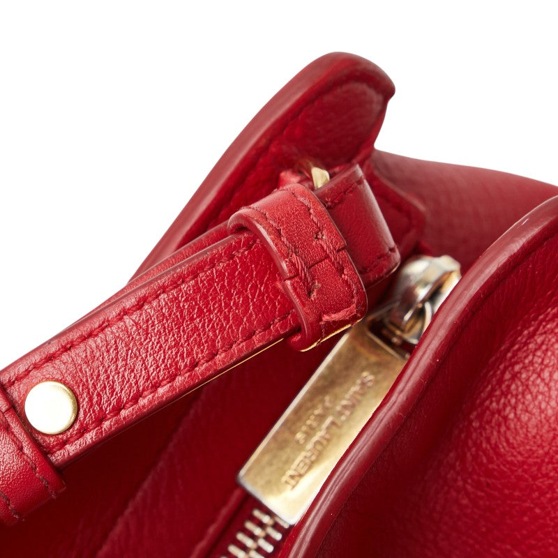 サンローラン プチカバス ハンドバッグ ショルダーバッグ 2WAY 311210 レッド レザー レディース SAINT LAURENT 【中古】
