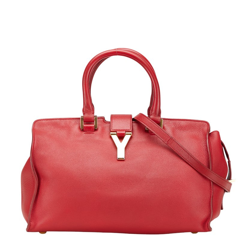 サンローラン プチカバス ハンドバッグ ショルダーバッグ 2WAY 311210 レッド レザー レディース SAINT LAURENT 【中古】