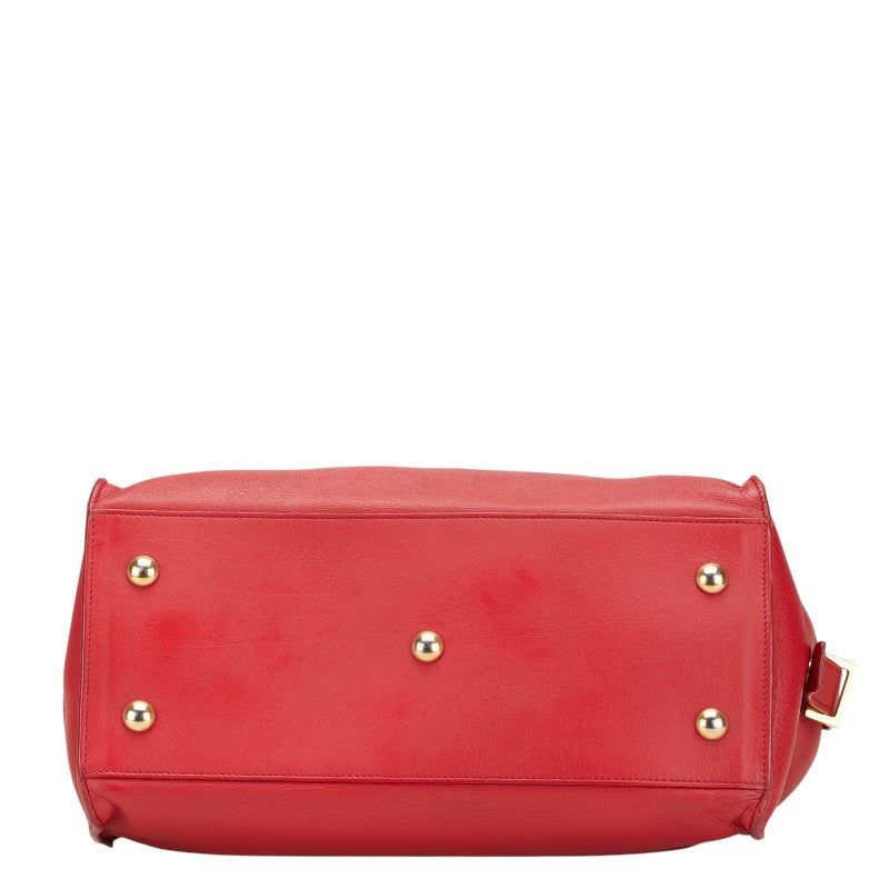サンローラン プチカバス ハンドバッグ ショルダーバッグ 2WAY 311210 レッド レザー レディース SAINT LAURENT 【中古】