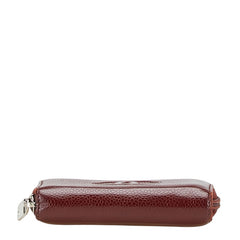 シャネル ココマーク カードケース ワインレッド レザー レディース CHANEL 【中古】