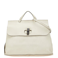 グッチ バンブー デイリー トートバッグ ショルダーバッグ 2WAY 370830 ホワイト レザー レディース GUCCI 【中古】
