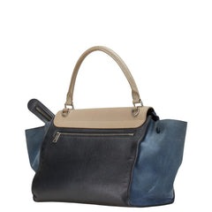 セリーヌ トラペーズ ミディアム トリコロール ハンドバッグ ショルダーバッグ 2WAY ベージュ ブラック ブルー レザー レディース CELINE 【中古】