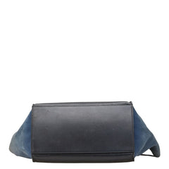 セリーヌ トラペーズ ミディアム トリコロール ハンドバッグ ショルダーバッグ 2WAY ベージュ ブラック ブルー レザー レディース CELINE 【中古】