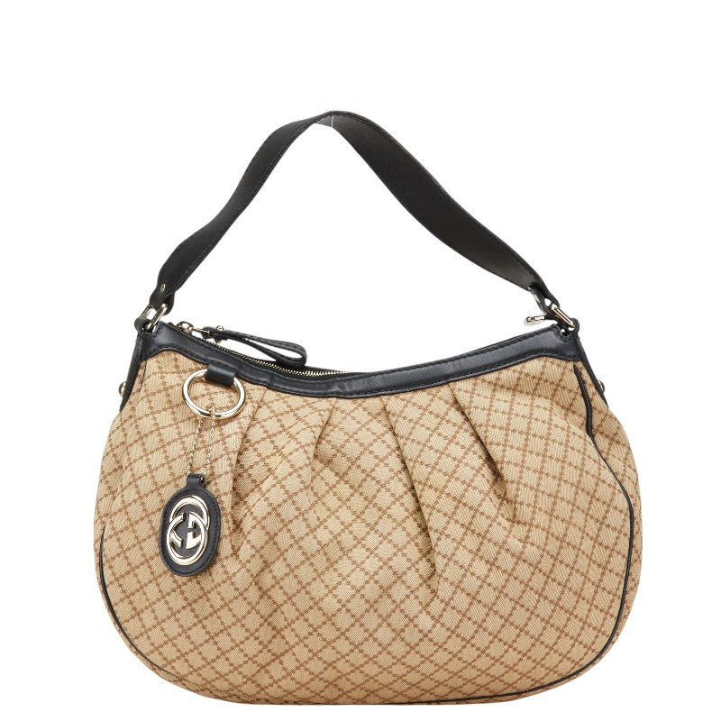 グッチ ディアマンテ ワンショルダーバッグ 232955 ベージュ ブラック キャンバス レザー レディース GUCCI 【中古】