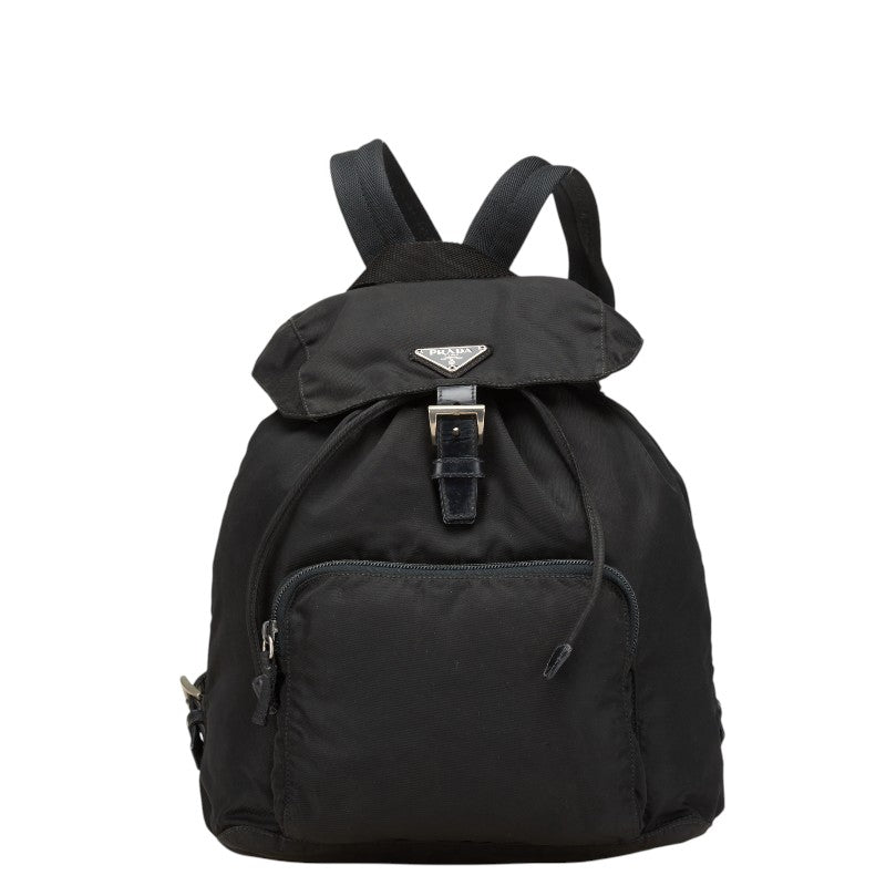 プラダ 三角ロゴプレート リュック バックパック ブラック ナイロン レディース PRADA 【中古】
