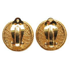 シャネル ラインストーン ラウンド イヤリング ゴールド ブラック メッキ レディース CHANEL 【中古】