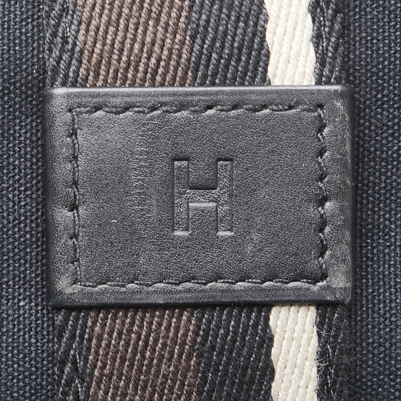 エルメス トロカホリゾンタルMM トートバッグ ブラック ブラウン キャンバス レザー レディース HERMES 【中古】