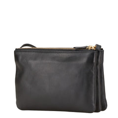 セリーヌ トリオ スモール 斜め掛け ショルダーバッグ ブラック レザー レディース CELINE 【中古】