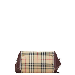 バーバリー ノバチェック ハンドバッグ ショルダーバッグ ベージュ パープル ナイロン レザー レディース BURBERRY 【中古】