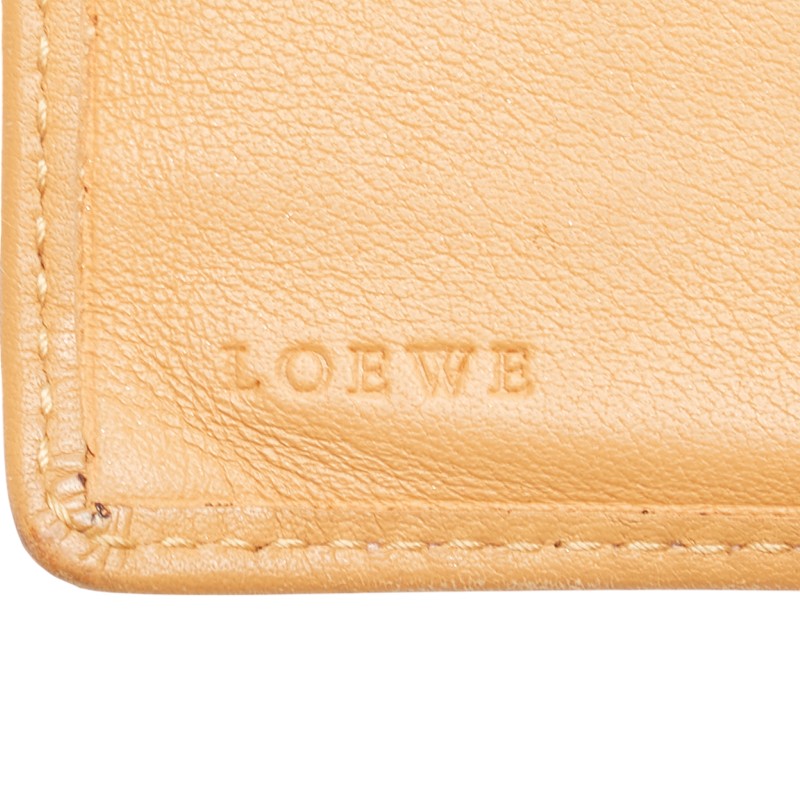 ロエベ アナグラム 長財布 ベージュ レザー スウェード レディース LOEWE 【中古】