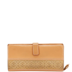 ロエベ アナグラム 長財布 ベージュ レザー スウェード レディース LOEWE 【中古】