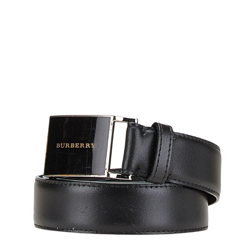 バーバリー ロゴ ベルト サイズ：105/42 ブラック レザー レディース BURBERRY 【中古】