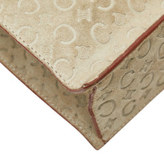 セリーヌ マカダム ハンドバッグ ベージュ スウェード レディース CELINE 【中古】