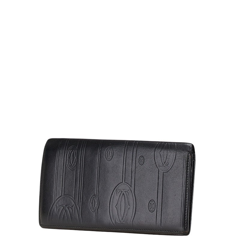 カルティエ パシャ ドゥ カルティエ マトリックス 長財布 ブラック レザー レディース CARTIER 【中古】
