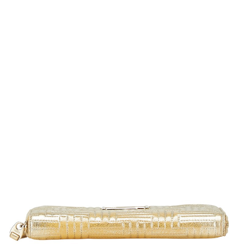 トッズ 長財布 ラウンドファスナー ゴールド レザー レディース TOD’S 【中古】