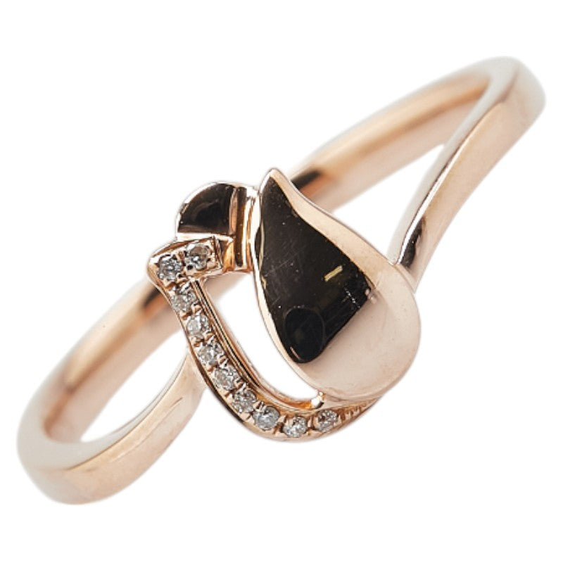 K18PG ピンクゴールド ダイヤ0.022ct チェーリップ モチーフ リング 指輪 レディース 12.5号 【中古】