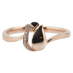 K18PG ピンクゴールド ダイヤ0.022ct チェーリップ モチーフ リング 指輪 レディース 12.5号 【中古】