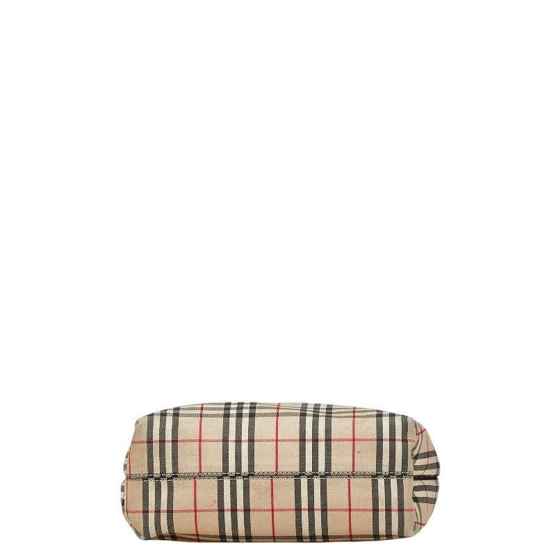 バーバリー ノバチェック ハンドバッグ ベージュ マルチカラー キャンバス レザー レディース BURBERRY 【中古】