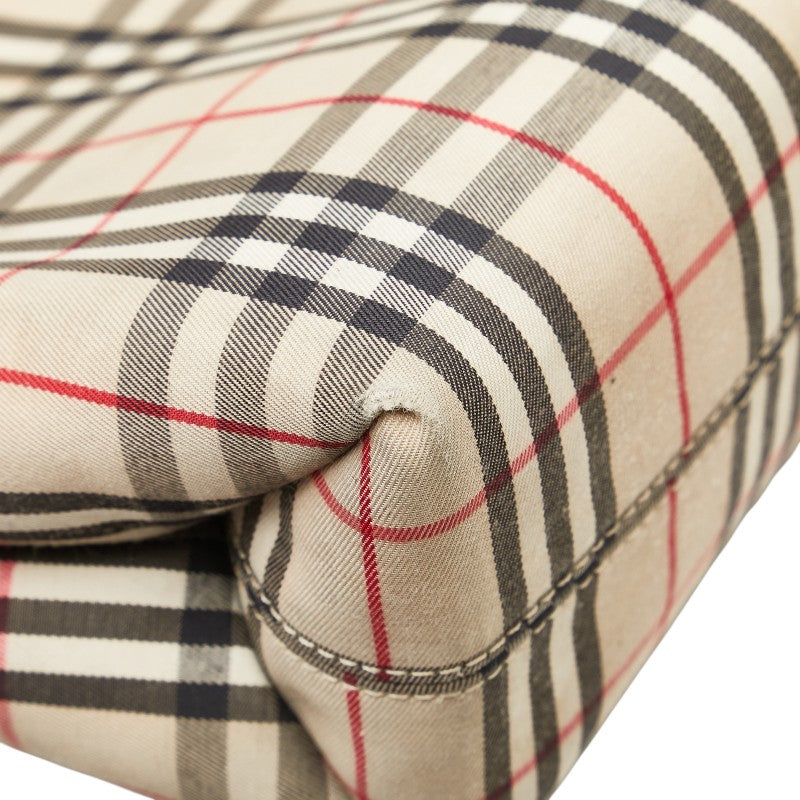 バーバリー ノバチェック ハンドバッグ ベージュ マルチカラー キャンバス レザー レディース BURBERRY 【中古】