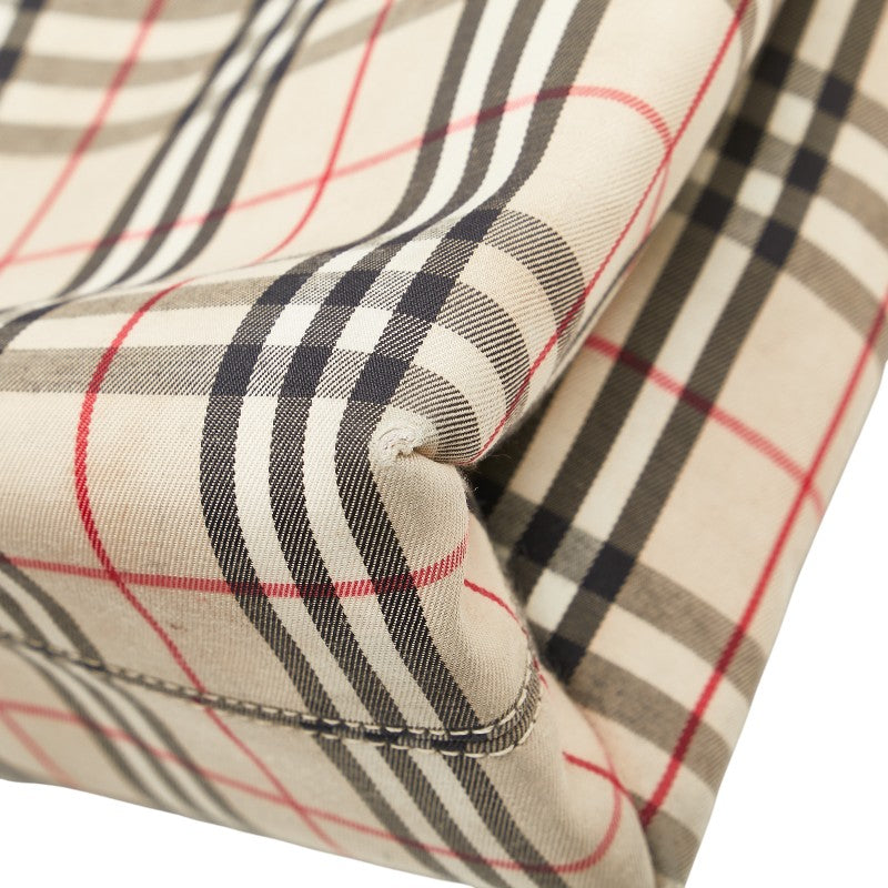 バーバリー ノバチェック ハンドバッグ ベージュ マルチカラー キャンバス レザー レディース BURBERRY 【中古】