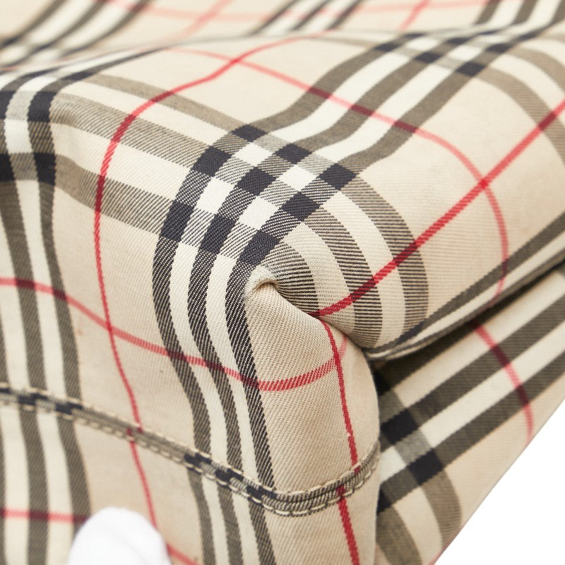 バーバリー ノバチェック ハンドバッグ ベージュ マルチカラー キャンバス レザー レディース BURBERRY 【中古】