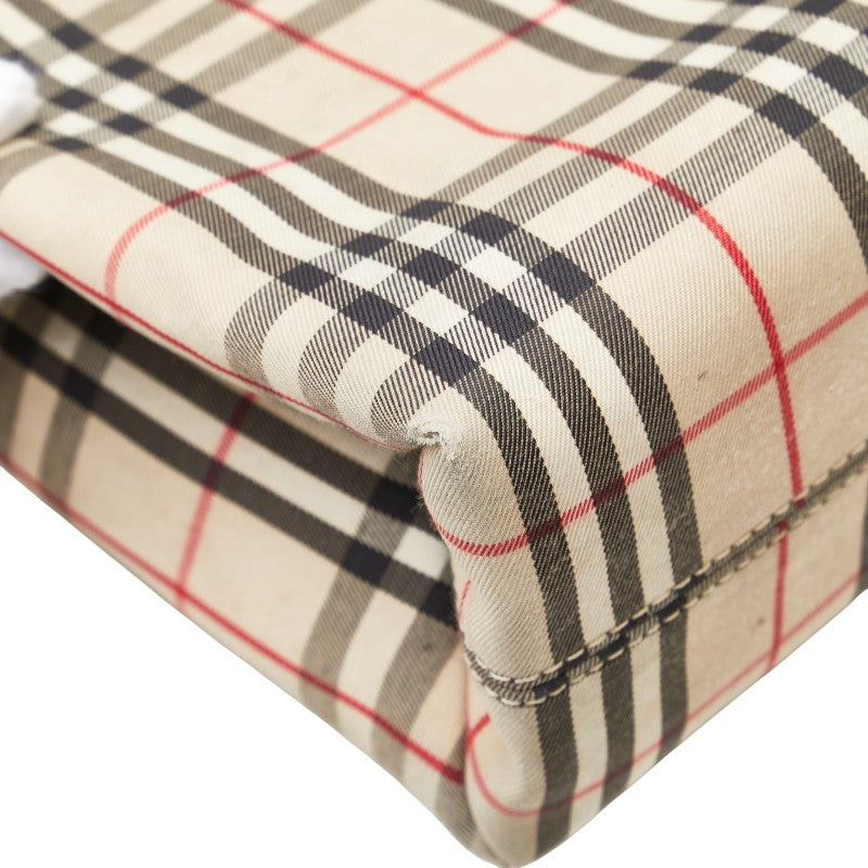 バーバリー ノバチェック ハンドバッグ ベージュ マルチカラー キャンバス レザー レディース BURBERRY 【中古】