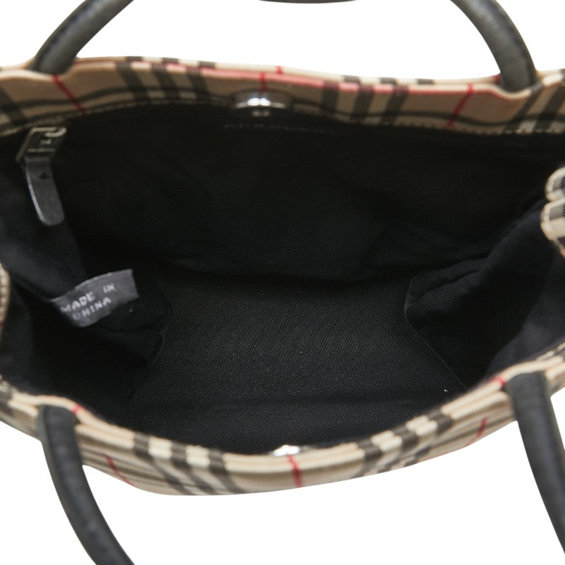 バーバリー ノバチェック ハンドバッグ ベージュ マルチカラー キャンバス レザー レディース BURBERRY 【中古】