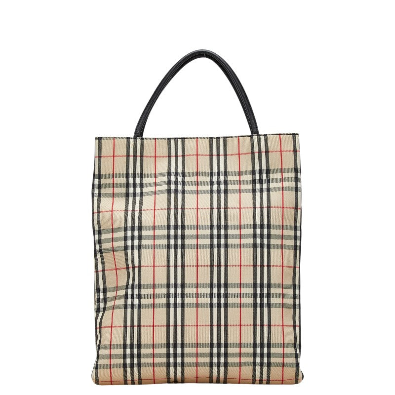 バーバリー ノバチェック ハンドバッグ トートバッグ ベージュ マルチカラー キャンバス レザー レディース BURBERRY 【中古】