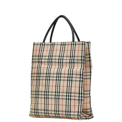 バーバリー ノバチェック ハンドバッグ トートバッグ ベージュ マルチカラー キャンバス レザー レディース BURBERRY 【中古】