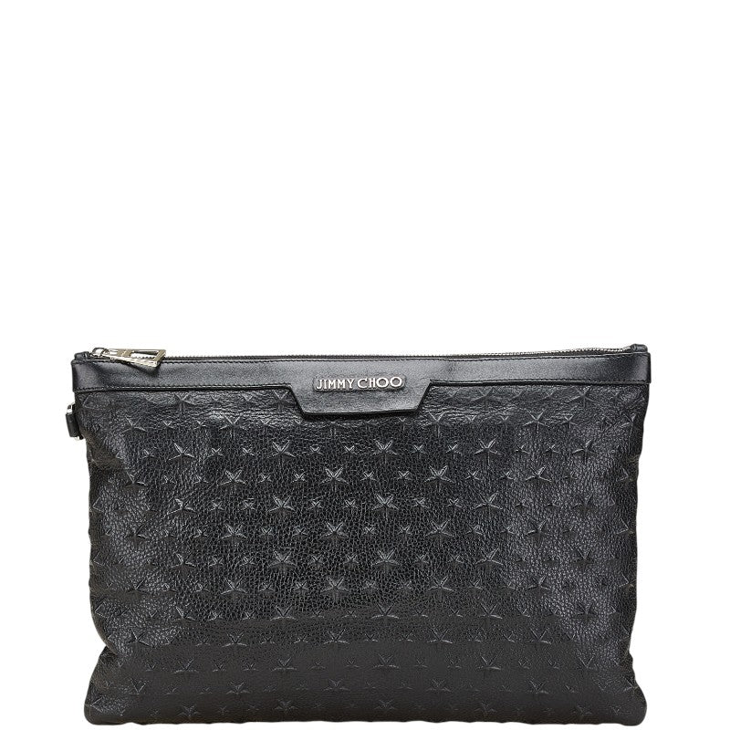 ジミーチュウ 星 スター モチーフ クラッチバッグ ブラック レザー メンズ JIMMY CHOO 【中古】