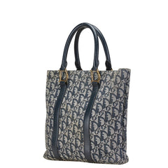 ディオール トロッター ハンドバッグ ネイビー ベージュ キャンバス レザー レディース Dior 【中古】