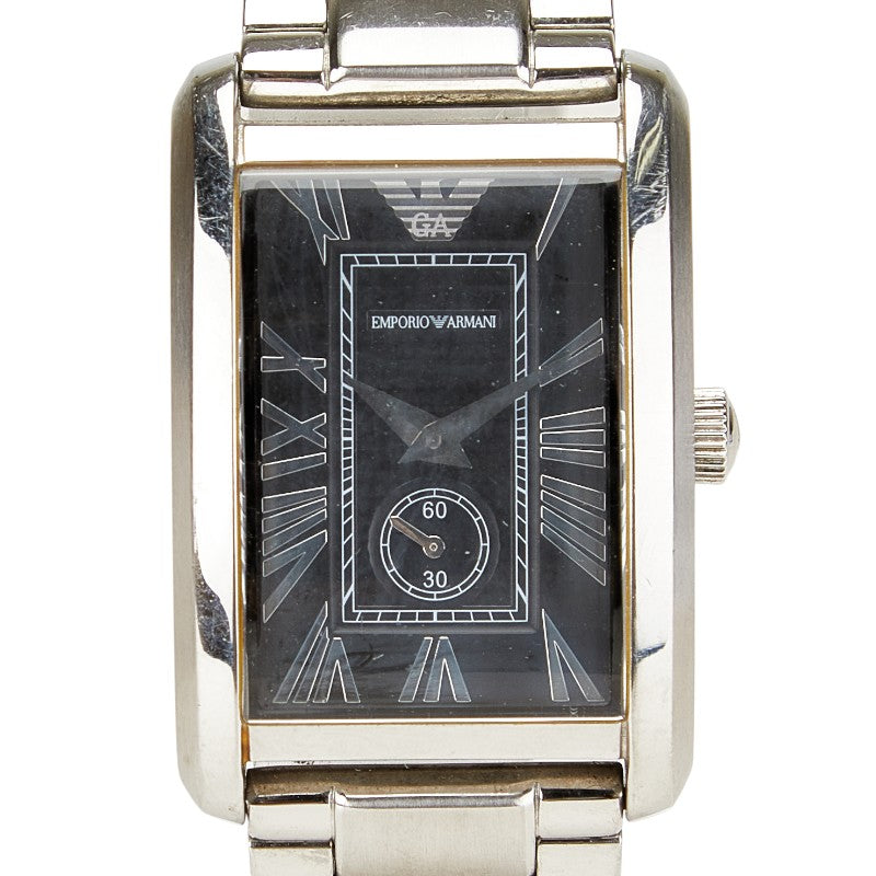 アルマーニ 腕時計 AR-1638 クオーツ ブラック文字盤 ステンレススチール メンズ ARMANI 【中古】