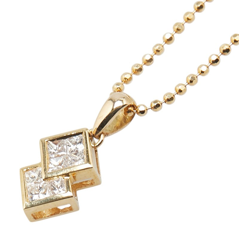 K18YG イエローゴールド ダイヤ0.70ct ペンダントネックレス レディース 【中古】