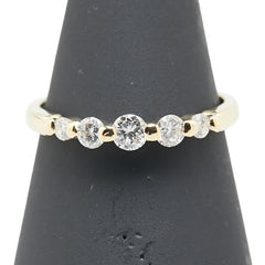 K18YG イエローゴールド ダイヤ0.30ct 一文字 リング 指輪 レディース 8号 【中古】