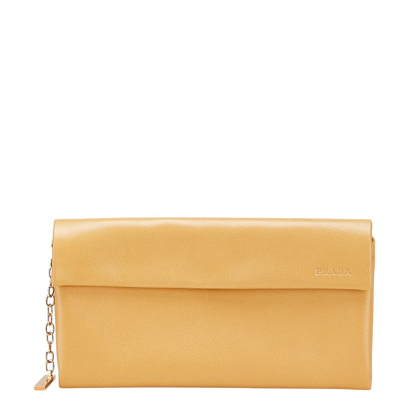 プラダ アクセサリーポーチ ベージュ レザー レディース PRADA 【中古】