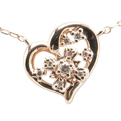 ヨンドシー K10PG ピンクゴールド ダイヤ ハート モチーフ ペンダントネックレス レディース 4℃ 【中古】